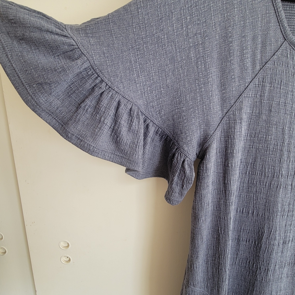 Max Studio Blue Ruffle Sleeve Dress - Picture 6 of 9